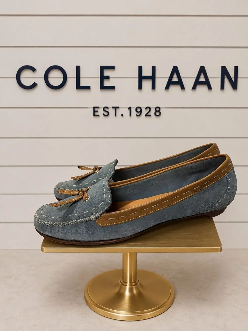 Vintage Cole Haan Blue Suede Tassel Moc Loafers Women’s 8